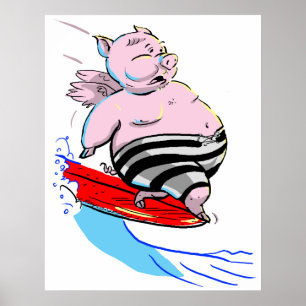 surfendes Schwein Poster
