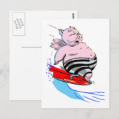 surfendes Schwein Postkarte (Vorne/Hinten)