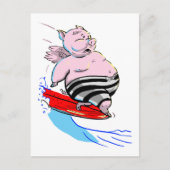 surfendes Schwein Postkarte (Vorderseite)