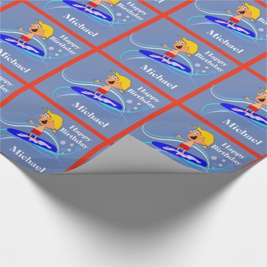 Surfendes Surfer-Typ-personalisiertes Geschenkpapier (Ecke)