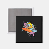 Surfer 80er 90er Vaporwave Surfbrett Magnet (Vorderseite/Rückseite)