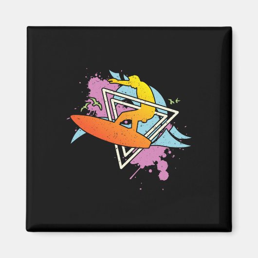 Surfer 80er 90er Vaporwave Surfbrett Magnet (Vorne)