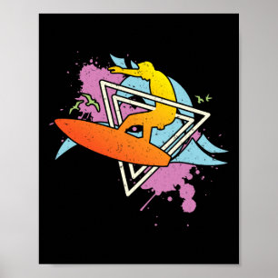 Surfer 80er 90er Vaporwave Surfbrett Poster