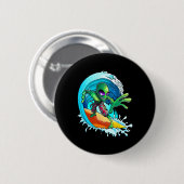 Surfer-Alien Lustiger Sommer-Surfing-Frauen und Mä Button (Vorne & Hinten)