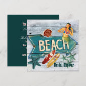 Surfer Aloha Hula Girl hawaii Beach Brautparty Einladung (Vorne/Hinten)