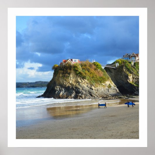 Surfer am Strand von Newquay Poster (Vorne)