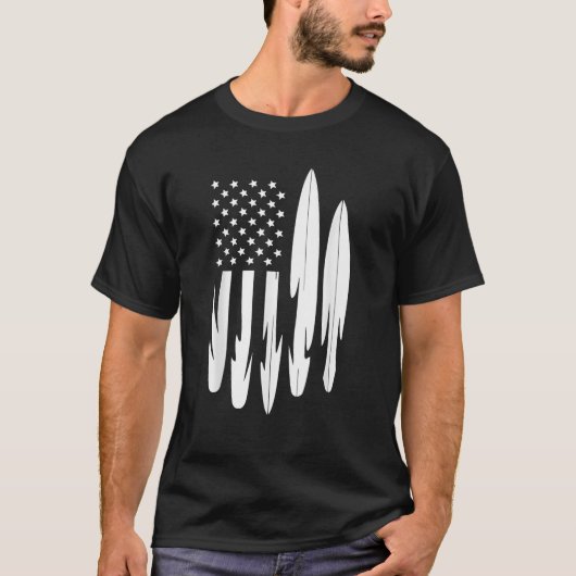 Surfer American Flag Surfboard 4. Juli T-Shirt (Vorderseite)