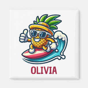 Surfer Ananas erobert die Wellen Personalisiert Magnet