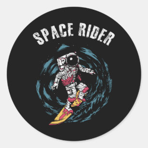 Surfer-Astronaut Weltraum-Reiter Surfer Runder Aufkleber