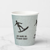 Surfer auf Board Rugmetal-Look für männliches Part Pappbecher (Vorderseite)