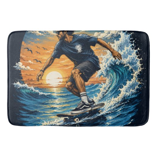 Surfer auf den Wellen Badematte (Vorderseite)