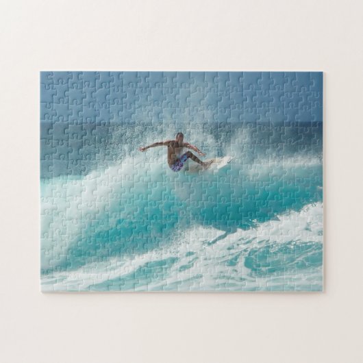 Surfer auf einem Puzzlen der großen Welle Puzzle (Horizontal)