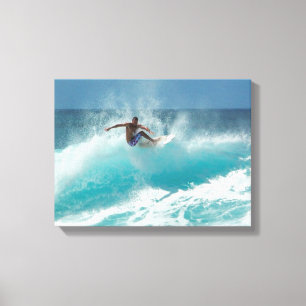 Surfer auf einer großen Welle Leinwanddruck