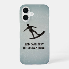 Surfer auf Metal-Look, schwarz und Stahl grau, kun iPhone 16 Hülle