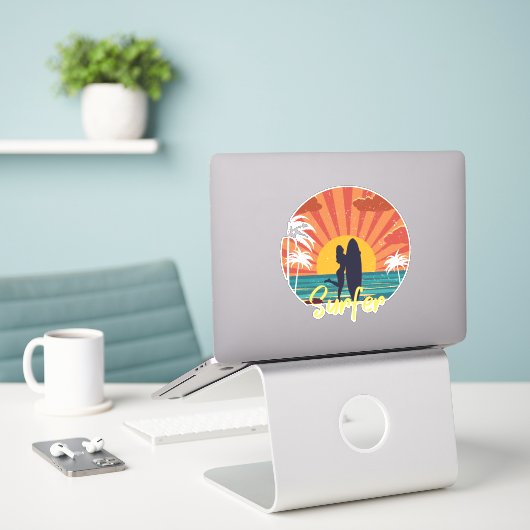 Surfer Aufkleber (Laptop auf Schreibtisch)