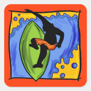 Surfer-Aufkleber Quadratischer Aufkleber