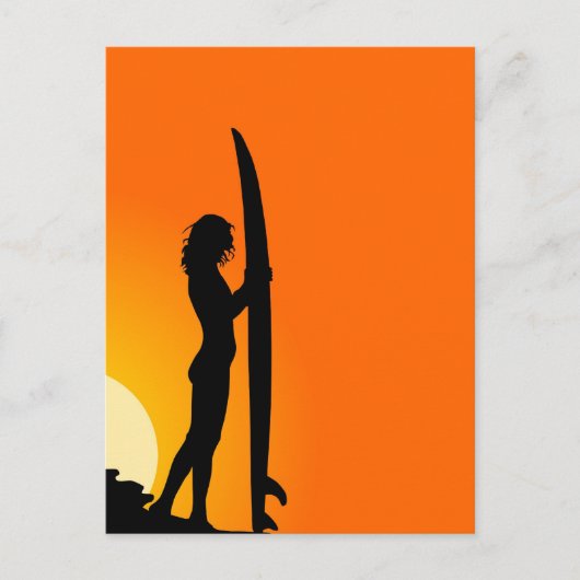 Surfer bei Sonnenuntergang Postkarte (Vorderseite)
