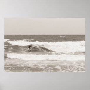 Surfer beim Surfen Poster