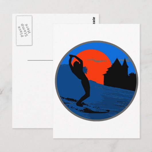 Surfer (Biarritz) Postkarte (Vorne/Hinten)