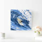 Surfer Big Wave Quadratische Wanduhr (Zuhause)