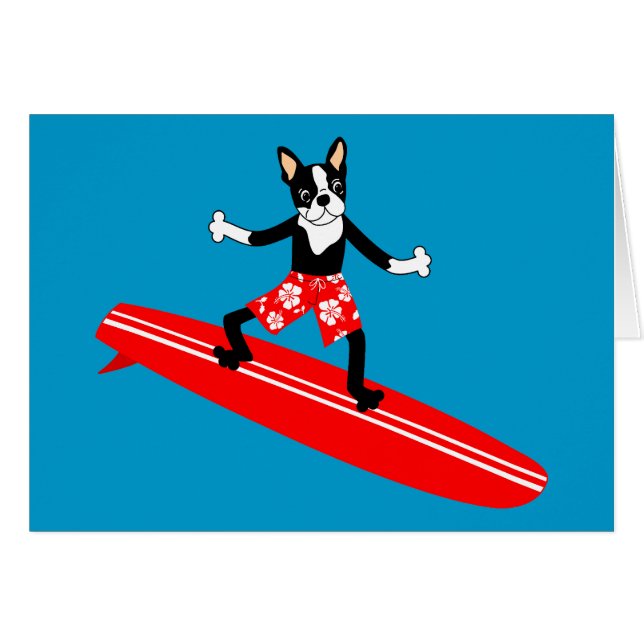 Surfer Bostons Terrier Longboard (Vorderseite (Horizontal))