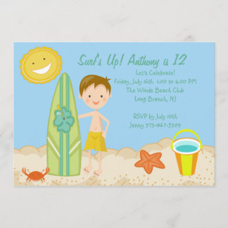Surfer Boy Beach Party Geburtstag Einladung
