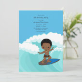 Surfer Boy Birthday Party Einladung (Stehend Vorderseite)