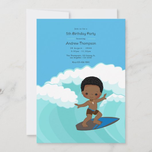 Surfer Boy Geburtstagsfeier Einladung (Vorderseite)