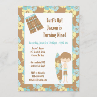 Surfer Boy Geburtstagsparty Einladung