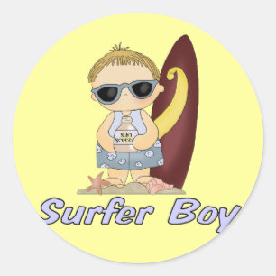 Surfer Boy Runder Aufkleber