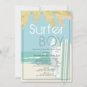 Surfer Boy Surfboards Beach Baby Dusche per Mail Einladung (Vorderseite)