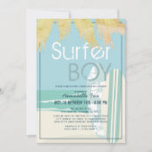 Surfer Boy Surfboards Beach Drive by Baby Shower Einladung (Vorderseite)