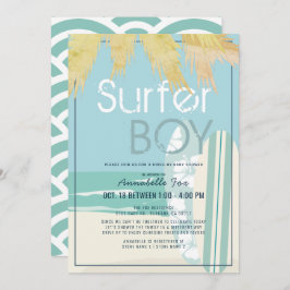 Surfer Boy Surfboards Beach Drive by Baby Shower Einladung