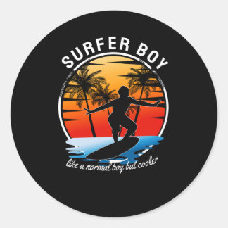 Surfer Boy wie ein normaler Junge, aber Cooler Runder Aufkleber