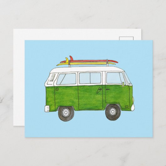 Surfer Campervan Postkarte (Vorne/Hinten)