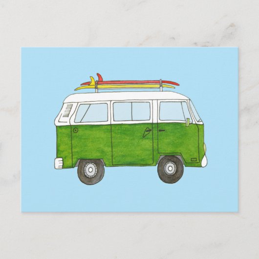 Surfer Campervan Postkarte (Vorderseite)