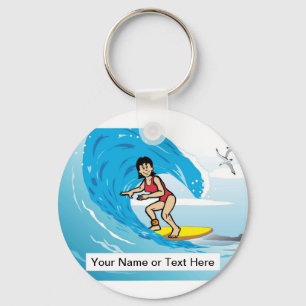 Surfer - Cartoon von Frauen unter PrintedPerfectio Schlüsselanhänger
