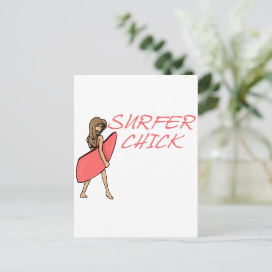 Surfer Chick Postkarte (Stehend Vorderseite)