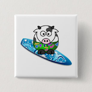 Surfer Cow Button