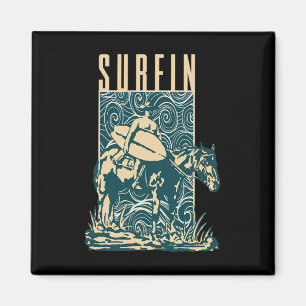 Surfer-Cowboy Cowboy Mit Surfbrett Surfen Surfer Magnet