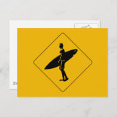 Surfer Crossing Warning Sign, San Diego Postkarte (Vorne/Hinten)