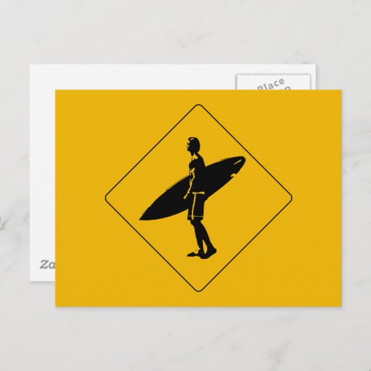 Surfer Crossing Warning Sign, San Diego Postkarte (Vorne/Hinten)