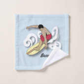 Surfer Design Badhandtuch Set (Waschlappen)