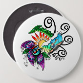 Surfer Dude Cartoon Button (Vorne & Hinten)