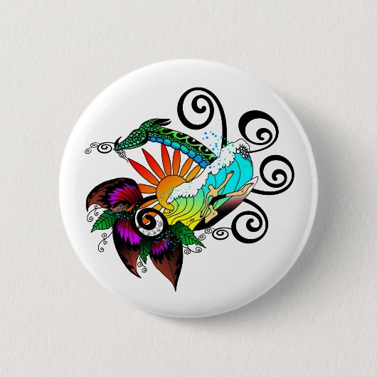 Surfer Dude Cartoon Button (Vorderseite)