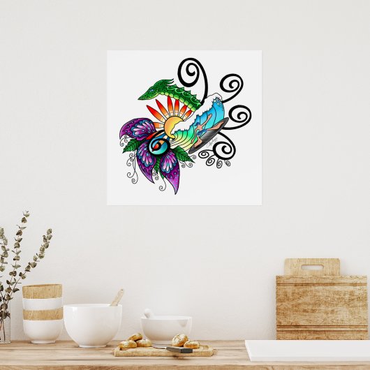 Surfer Dude Cartoon Poster (Küche)