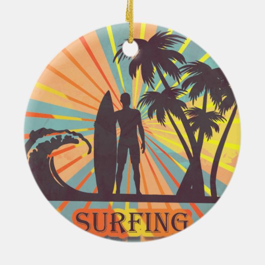 Surfer Dude Ceramic Ornament (Hinten)