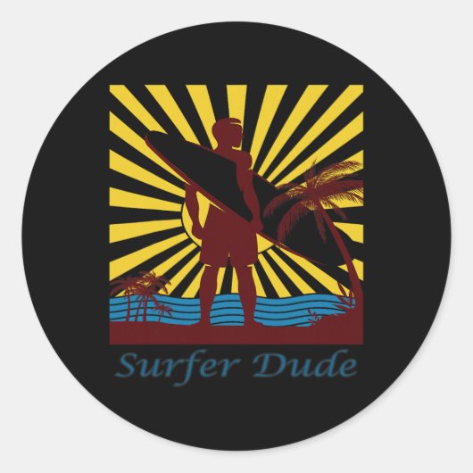 Surfer Dude, Surfing  Runder Aufkleber (Vorderseite)