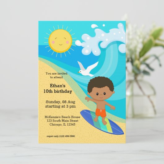 Surfer Einladung (Stehend Vorderseite)