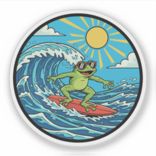 Surfer Frosch - Eine Welle fangen Aufkleber